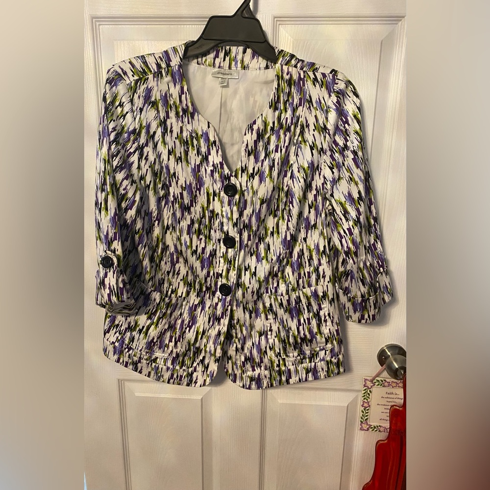 Dressbarn Abstract Patterned Blazer in Purple and Black